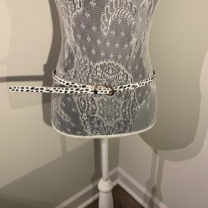 Cow Print Skinny Belt With Gold Hardware